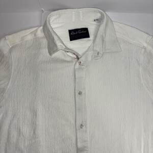 Robert Graham Men White Textured Seersucker Button-Up Shirt XL